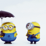 Immagine animata Minions con ombrello