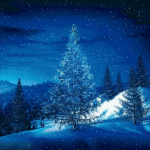 Immagine animata albero di natale sotto la neve