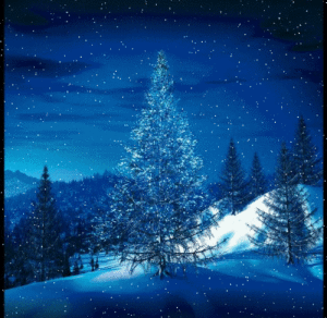Immagine animata albero di natale sotto la neve