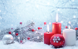 Sfondo candele di natale e neve inverno